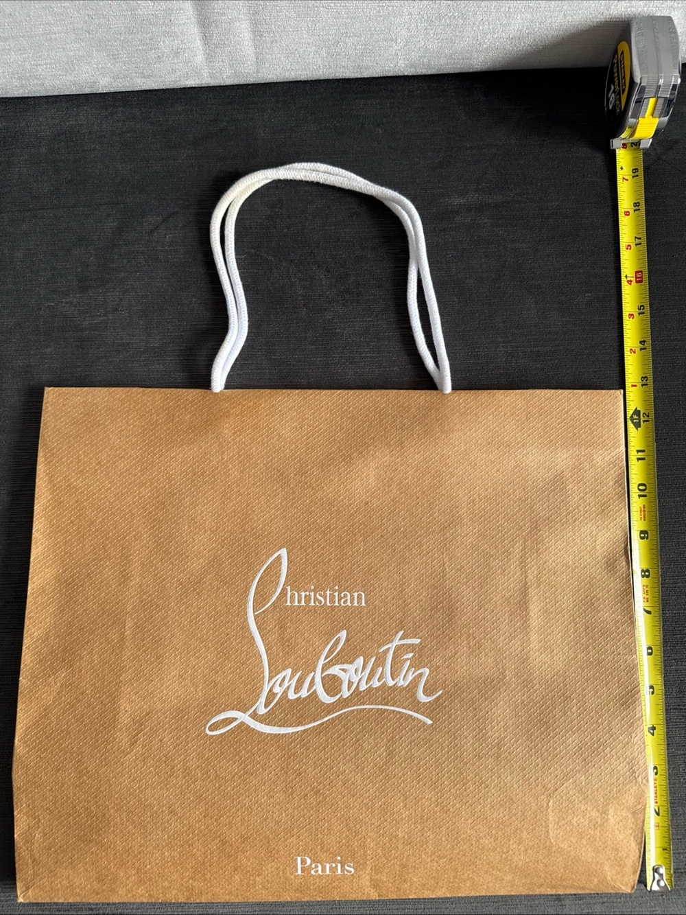 Christian Louboutin Medium Paper Shopping Brown Bag Rope Handle 15.5x13.5x5.5